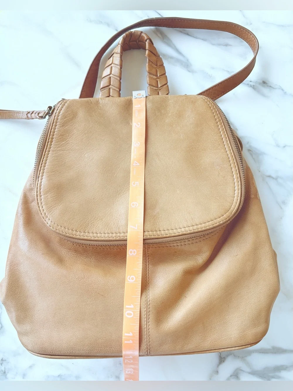 Tommy Bahama Leather Braided Mini Backpack, Cognac